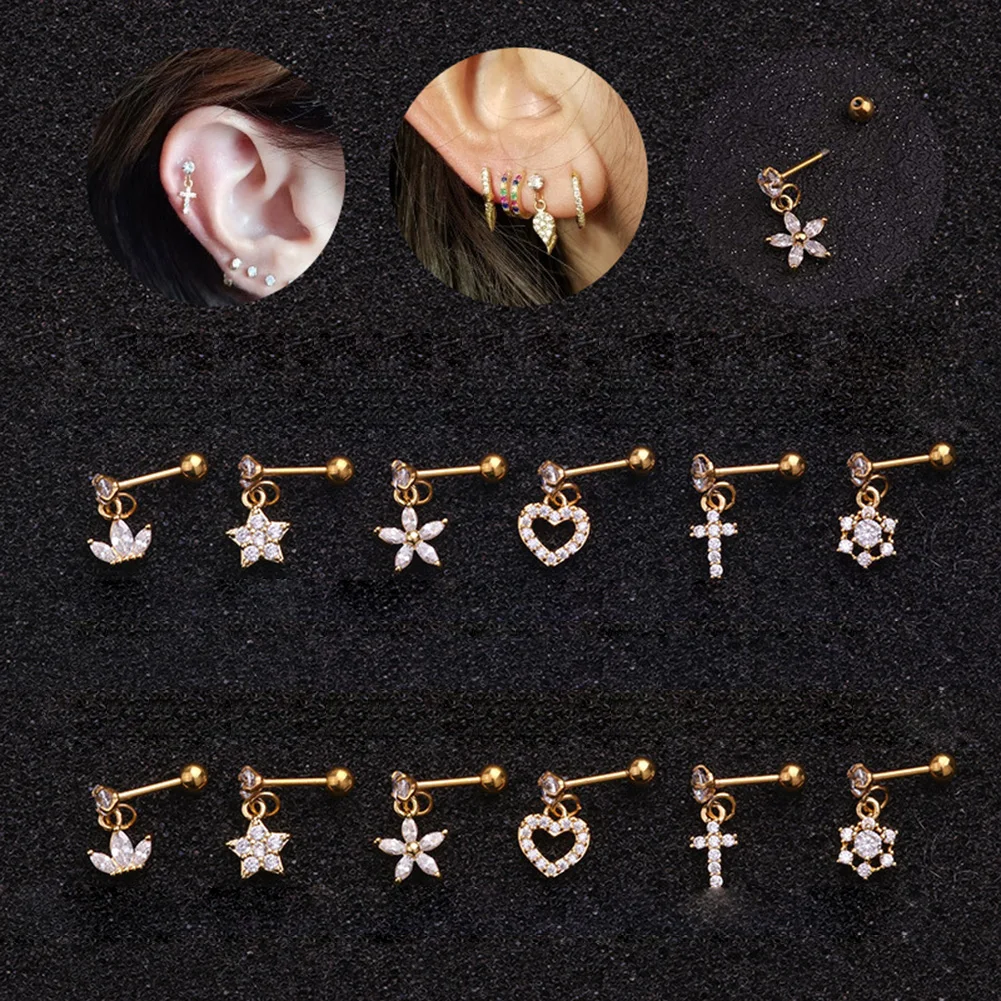1 Pcs Cute Cubic Zircon Ear Stud Piercing Earring For Women Flower Star Tassel Dangle Tragus Helix Earring Body Jewelry 2023
1 Pcs Cute Cubic Zircon Ear Stud Piercing Earring For Women Flower Star Tassel Dangle Tragus Helix Earring Body Jewelry 2023
