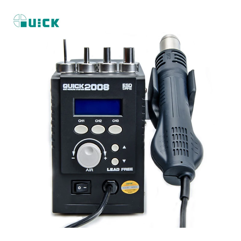 QUICK 2008 Original ESD Lead-Free Digital Display Heat Gun Welding Rework Soldering Station Mobile Phone Maintenance Air Gun
QUICK 2008 Original ESD Lead-Free Digital Display Heat Gun Welding Rework Soldering Station Mobile Phone Maintenance Air Gun