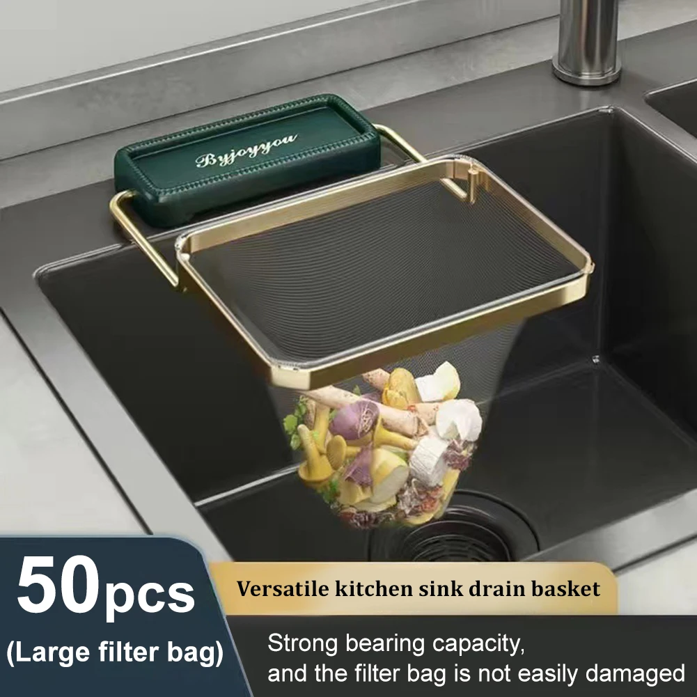 Kitchen Sink Drain Basket Foldable Frame Strainer Caddy Vegetable Fruit Drainer Leftover Filter Shelf with 50 Disposable Bags
Kitchen Sink Drain Basket Foldable Frame Strainer Caddy Vegetable Fruit Drainer Leftover Filter Shelf with 50 Disposable Bags