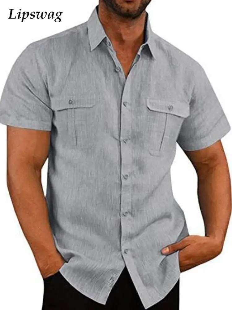 Casual Stitching Pockets Solid Shirts Men Summer Short Sleeve Turn-down Collar Buttoned Cardigan Tops Fashion Clothes Mens Shirt
Casual Stitching Pockets Solid Shirts Men Summer Short Sleeve Turn-down Collar Buttoned Cardigan Tops Fashion Clothes Mens Shirt