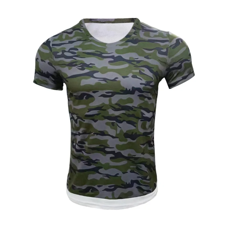 2023 popular European and American round neck slim fitting camouflage casual short sleeved men's summer T-shirt top 
2023 popular European and American round neck slim fitting camouflage casual short sleeved men's summer T-shirt top