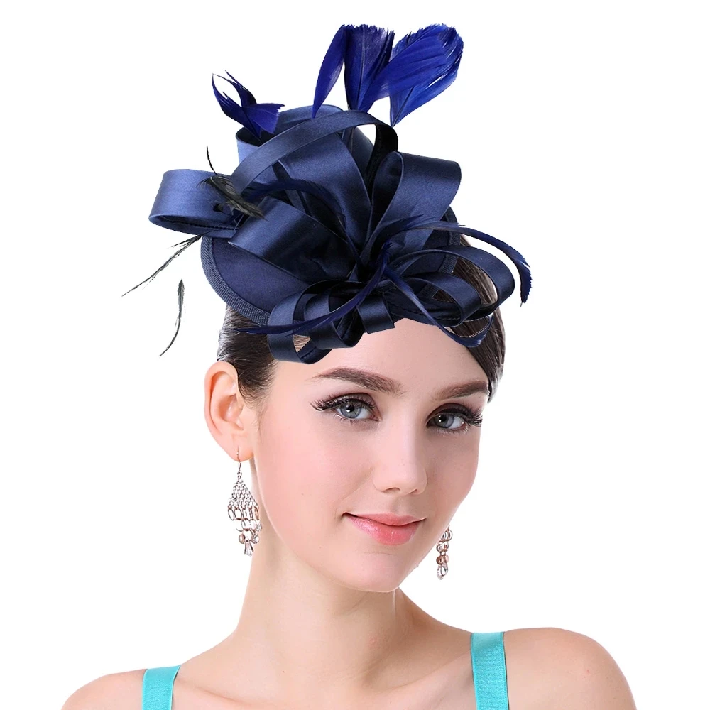 

Women Fascinator Hat with Clip, Phillbox Feather Hair Clip Kentucky Derby Cocktail Tea Party Hair Accessories Ladies Headwear