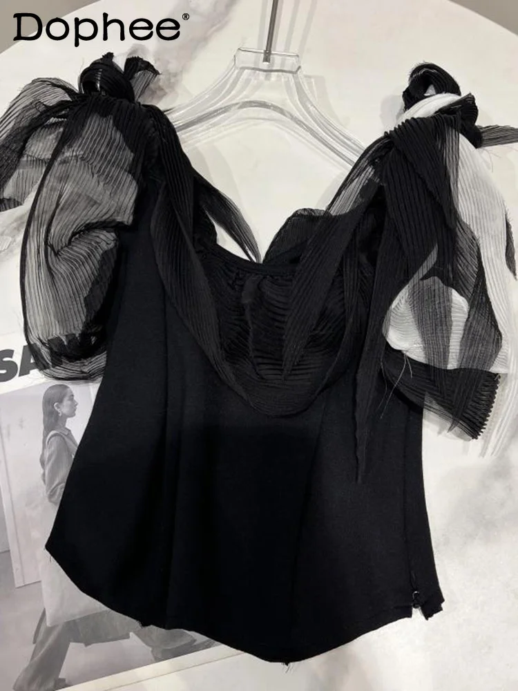 Women Patchwork Pleated Camis New Style Sexy Temperament Fashion Spring Summer Lady Sling Folds Top 2022
Women Patchwork Pleated Camis New Style Sexy Temperament Fashion Spring Summer Lady Sling Folds Top 2022
