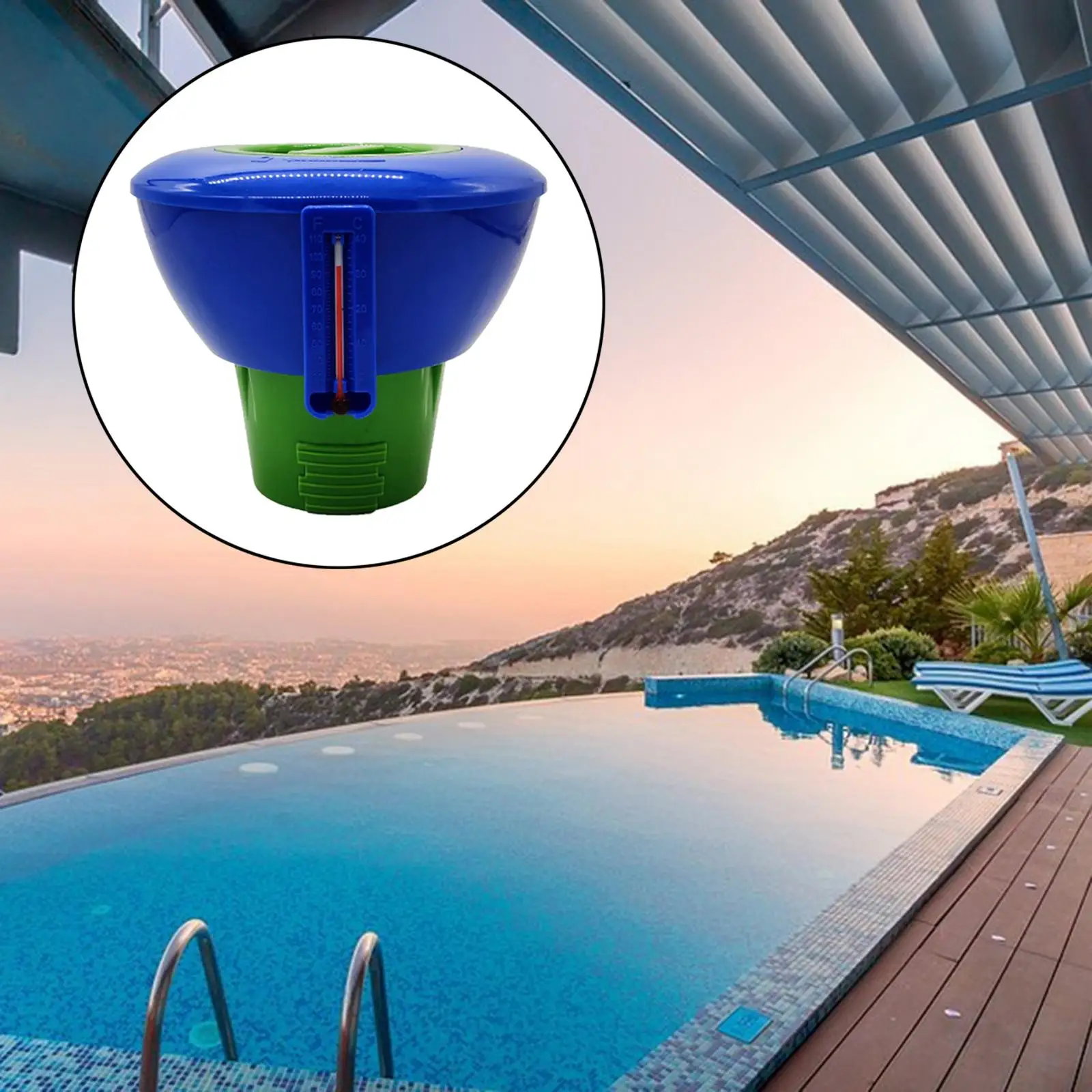 Pool Chemical Dispenser with Thermometer, Strong Floating Chlorine Dispenser for Swimming Pools, 7inch Tablet Holder
Pool Chemical Dispenser with Thermometer, Strong Floating Chlorine Dispenser for Swimming Pools, 7inch Tablet Holder