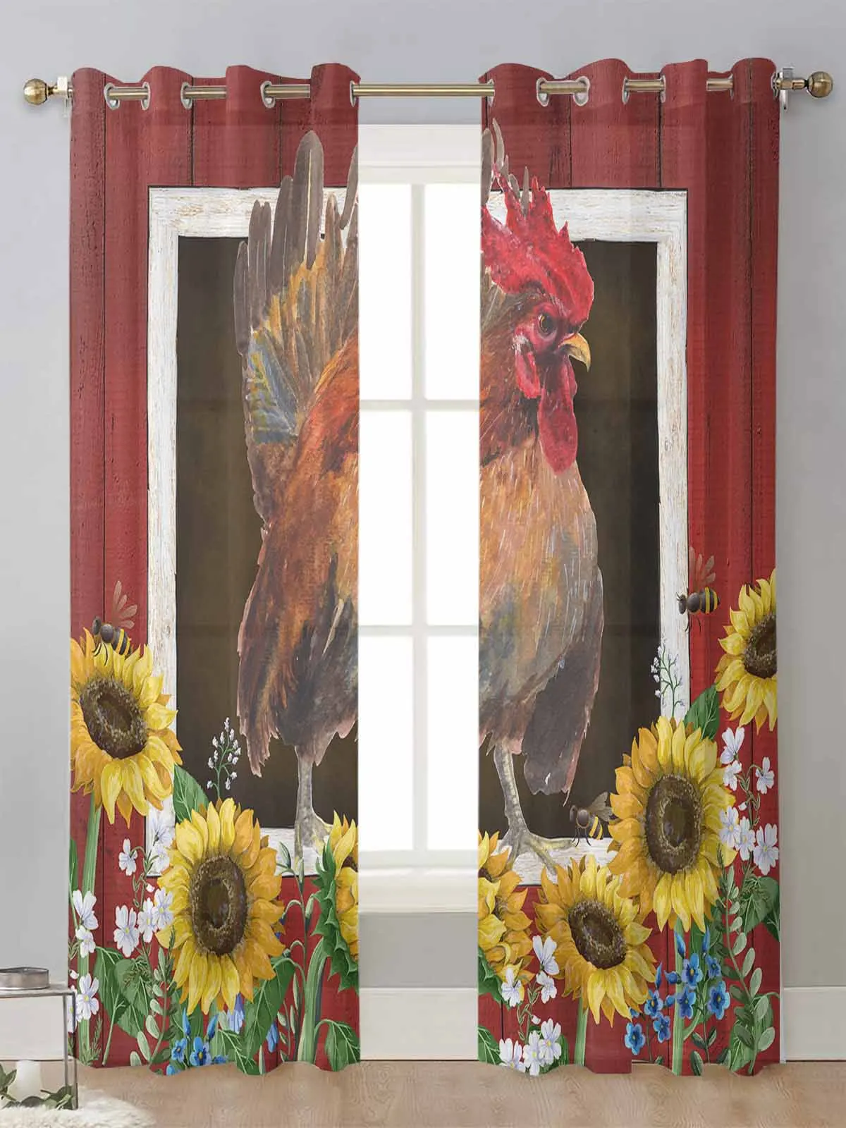 Farm Barn Chicken Sunflower Sheer Curtains For Living Room Window Transparent Voile Tulle Curtain Cortinas Drapes Home Decor
Farm Barn Chicken Sunflower Sheer Curtains For Living Room Window Transparent Voile Tulle Curtain Cortinas Drapes Home Decor