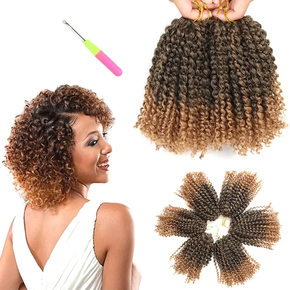 

3 Bundles/Lot Marlybob Crochet Braids Hair Ombre Color Synthetic Kinky Curly Braiding Hair Extensions NS05