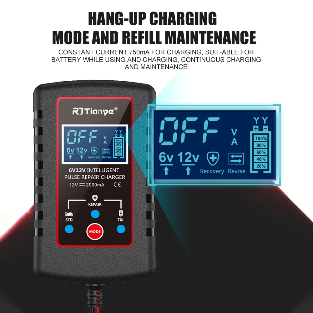 6V/12V 20A Car Battery Charger Full Automatic Pulse Repair Intelligent Fast Power Charger Wet Dry Lead Acid with LCD Display
6V/12V 20A Car Battery Charger Full Automatic Pulse Repair Intelligent Fast Power Charger Wet Dry Lead Acid with LCD Display