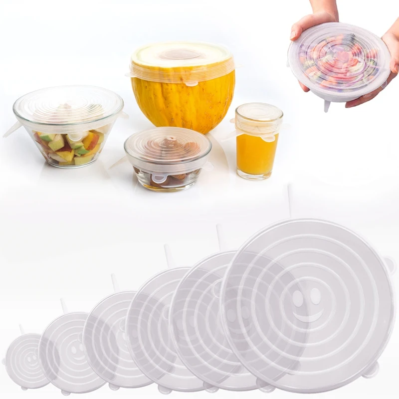 6 Pcs/Set Universal Stretchable Silicone Fresh-keeping Cover Reusable Food Sealing Covers Container Protective Film Kitchen Tool
6 Pcs/Set Universal Stretchable Silicone Fresh-keeping Cover Reusable Food Sealing Covers Container Protective Film Kitchen Tool