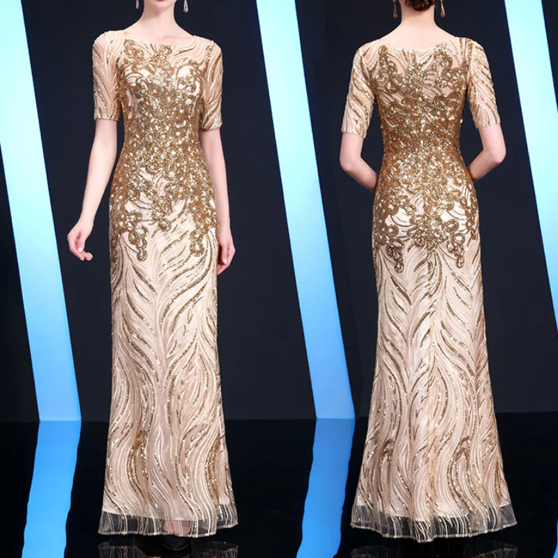 Sexy Applique Long Prom Dress Champagne Color Evening Dresses Tulle Elegant Short Sleeve Maxi Robes Women Party Mermaid Dress
Sexy Applique Long Prom Dress Champagne Color Evening Dresses Tulle Elegant Short Sleeve Maxi Robes Women Party Mermaid Dress