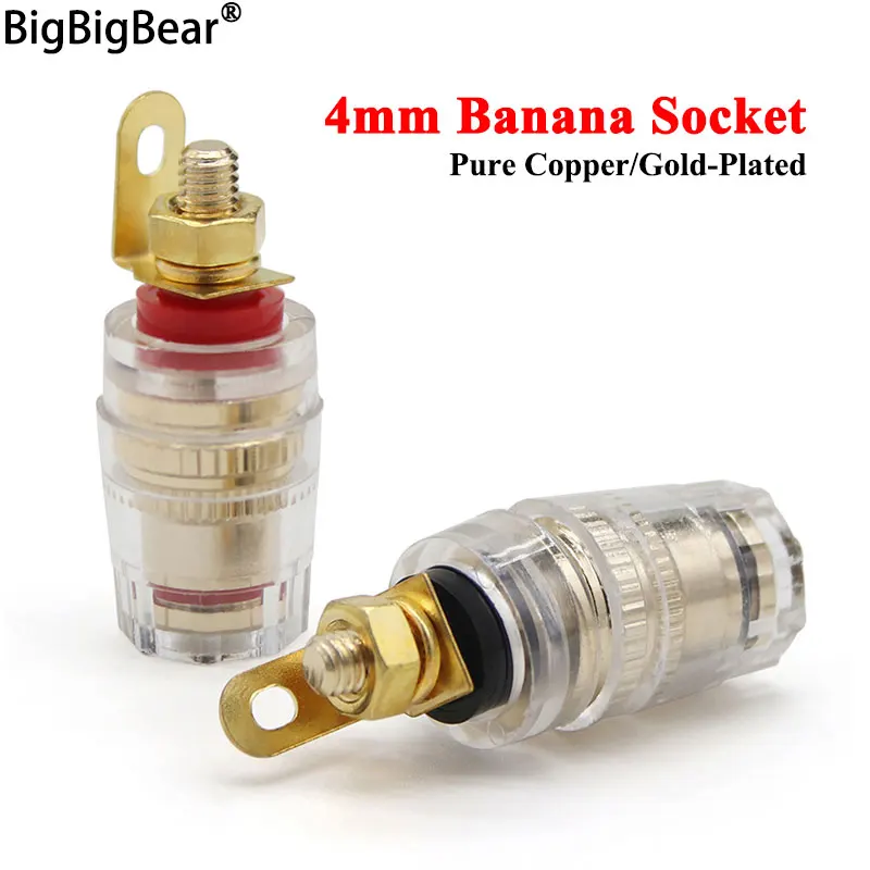

2/4Pcs 32MM Gold Plated Speaker Terminal Binding Post Amplifier Connector Suitable For 4mm Banana Plug