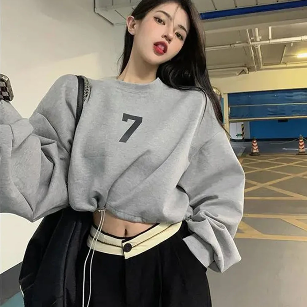Sweatshirts Women Sporty Letter O-neck Korean Style Hot Girls Design Basic Hoodies Casual Daily Streetwear Drawstring Crop Tops
Sweatshirts Women Sporty Letter O-neck Korean Style Hot Girls Design Basic Hoodies Casual Daily Streetwear Drawstring Crop Tops