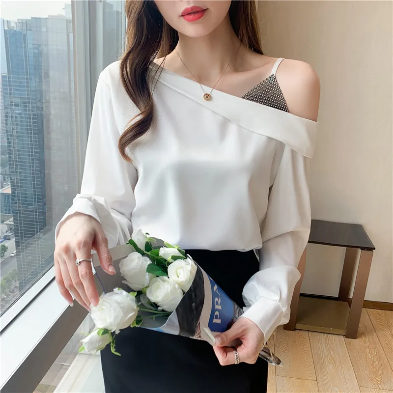 Korean Fashion Ladies Asymmetry Skew Collar Shirts Blouses Casual Women Tops Female Woman Black Shirt Girls Long Sleeve Blouse
Korean Fashion Ladies Asymmetry Skew Collar Shirts Blouses Casual Women Tops Female Woman Black Shirt Girls Long Sleeve Blouse