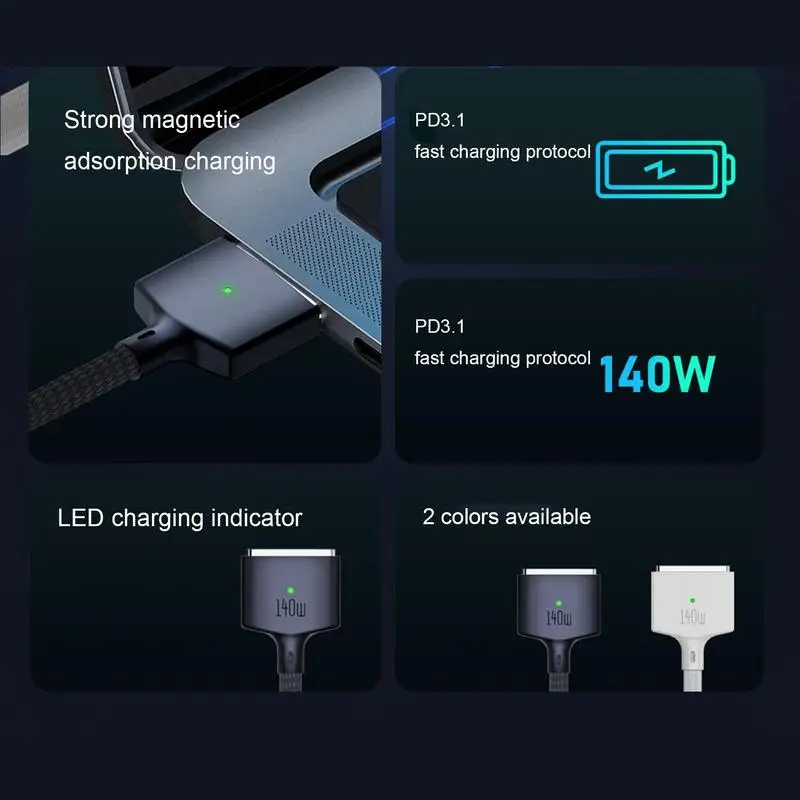 Magnetic 3 Cable 140W 2m Universal Type-c Data Cables Bendable Audio Data Transfer Cord Flexible Multifunctional Efficient
Magnetic 3 Cable 140W 2m Universal Type-c Data Cables Bendable Audio Data Transfer Cord Flexible Multifunctional Efficient