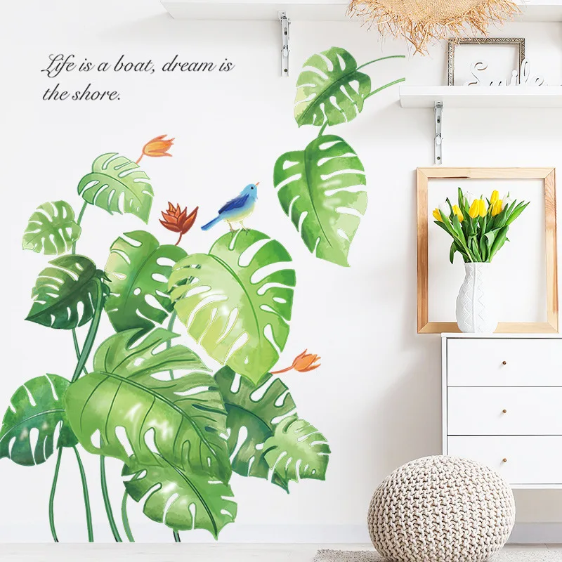 2pc Tropical Green Leaves Monstera Wall Sticker Self Adhesive Stickers Living Room Bedroom Background Wall Decoration Home Decal
2pc Tropical Green Leaves Monstera Wall Sticker Self Adhesive Stickers Living Room Bedroom Background Wall Decoration Home Decal