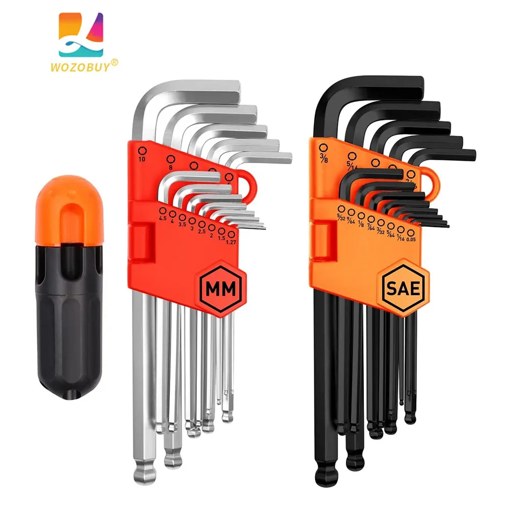Hex Key Allen Wrench Set,Inch/Metric Long Arm Ball End Hex Key Set Tools, Industrial Grade, Bonus Free Strength Helping T-Handle
Hex Key Allen Wrench Set,Inch/Metric Long Arm Ball End Hex Key Set Tools, Industrial Grade, Bonus Free Strength Helping T-Handle