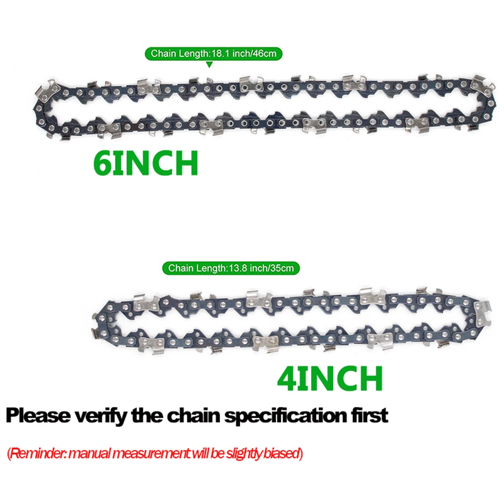 4/6 in Metal Sharp Electric Chainsaw Saw Chains Blade with Guide Plate Bracket Cutter Garden Tool Electric Chainsaw Replacement
4/6 in Metal Sharp Electric Chainsaw Saw Chains Blade with Guide Plate Bracket Cutter Garden Tool Electric Chainsaw Replacement