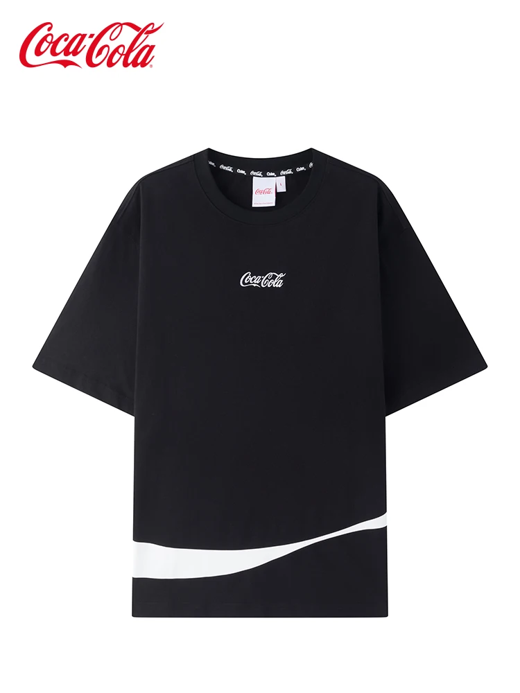 

Официальная мужская летняя новая стильная футболка Coca Cola с логотипом, удобная черная футболка из чистого хлопка для спорта и отдыха