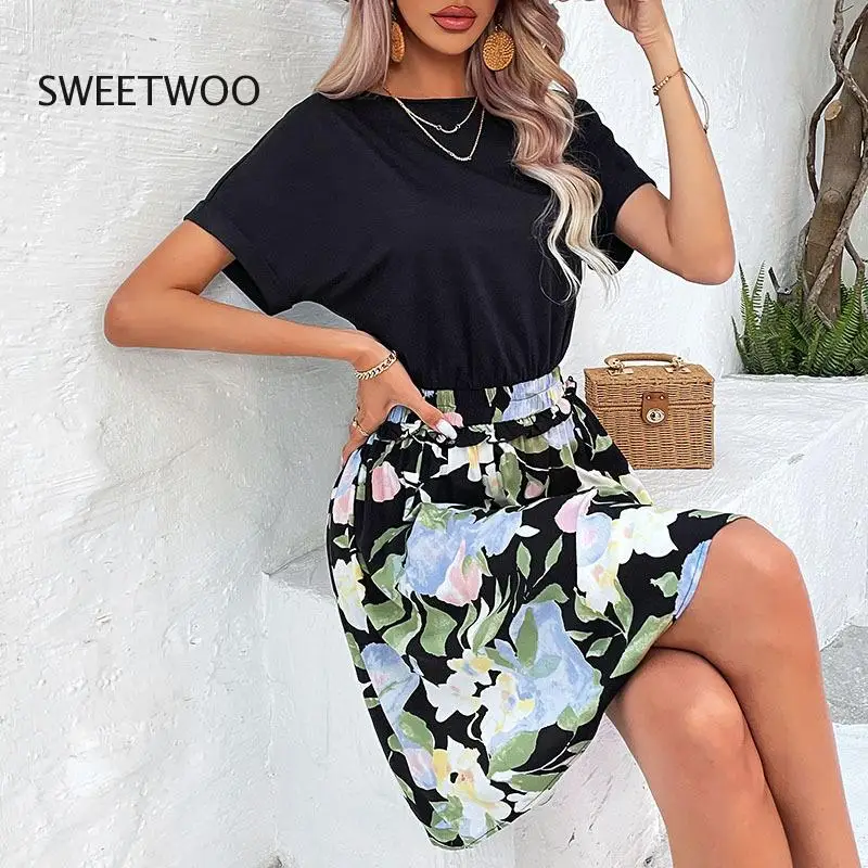 Multi Floral Print Slim Short Mini Dress Women Summer Casual High Waist Short Sleeve T Shirt Dresses Party Dress for Women 2023
Multi Floral Print Slim Short Mini Dress Women Summer Casual High Waist Short Sleeve T Shirt Dresses Party Dress for Women 2023