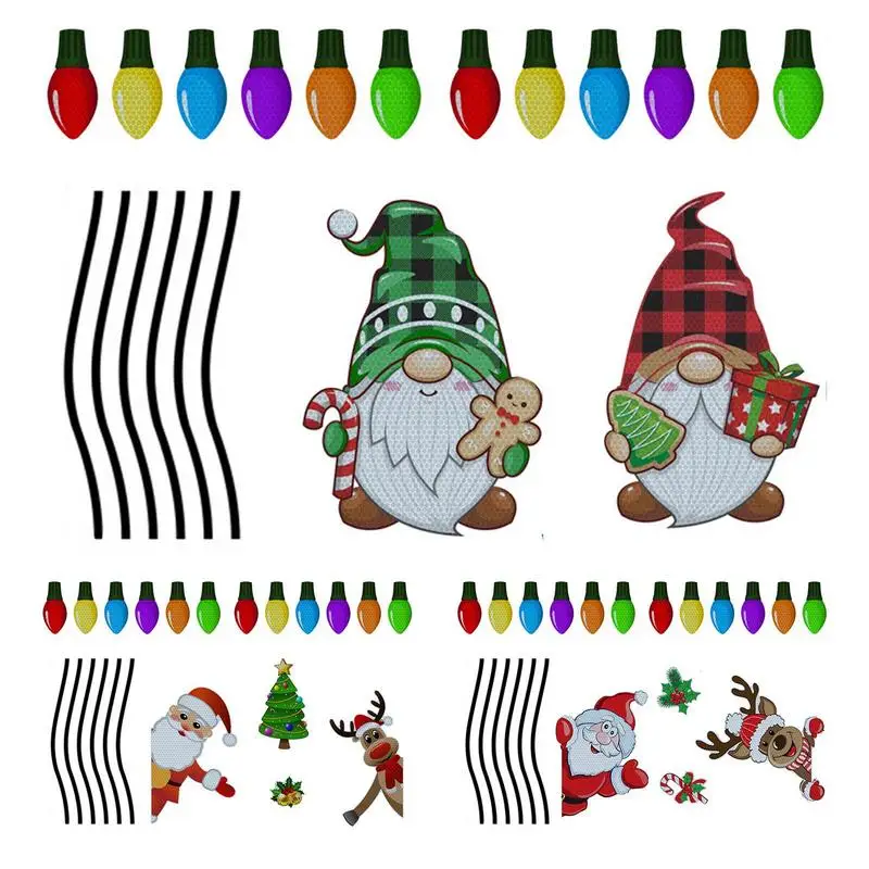 

Reflective Christmas Car Decorations 22 Pcs Christmas Car Magnets Set Magnet Decals With Reindeer Santa Candy Cane Light Bulb