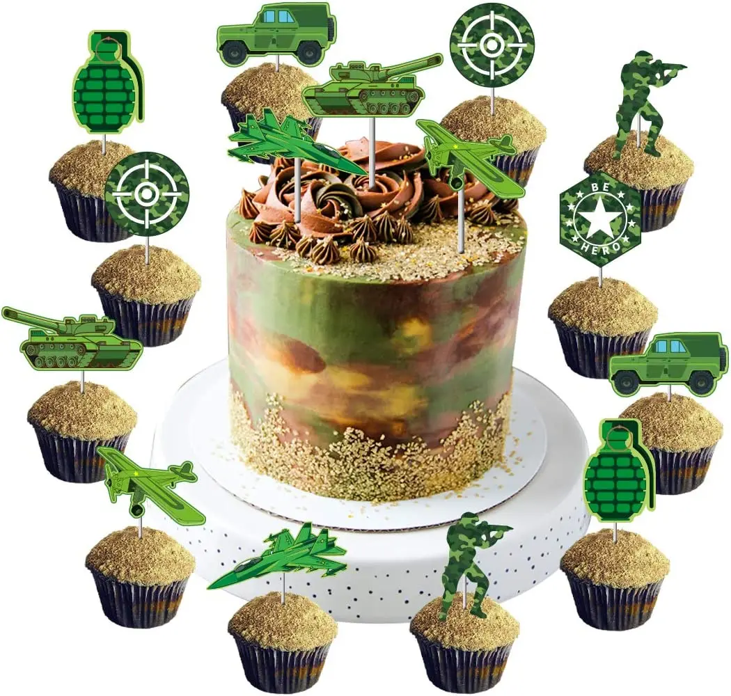 Sursurprise 24Pcs Camo Cupcake Toppers Camouflage Cake Decorations for Army Soldier Military Themed Birthday Party Supplies
Sursurprise 24Pcs Camo Cupcake Toppers Camouflage Cake Decorations for Army Soldier Military Themed Birthday Party Supplies