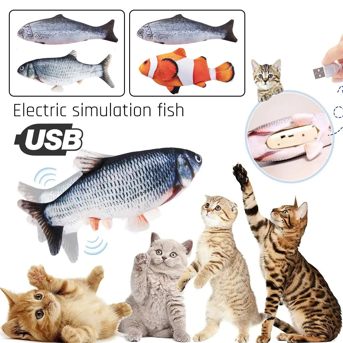 2pcs Cat Toy Fish USB Electric Charging Simulation Fish Catnip Cat Pet Chew Bite Interactive Cat Toys Floppy Wagging Dropshiping
2pcs Cat Toy Fish USB Electric Charging Simulation Fish Catnip Cat Pet Chew Bite Interactive Cat Toys Floppy Wagging Dropshiping