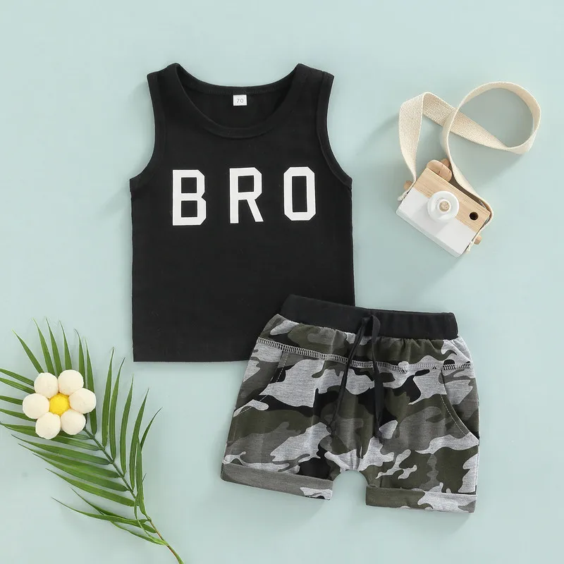 Baby Boy Shorts Set Letter Sleeveless Round Neck Vest + Camouflage High Waist Shorts Summer Cute Two-Piece Set
Baby Boy Shorts Set Letter Sleeveless Round Neck Vest + Camouflage High Waist Shorts Summer Cute Two-Piece Set