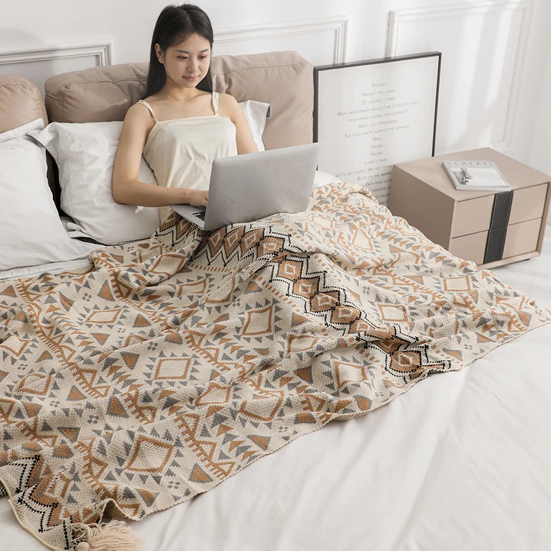 Soft Acrylic Hand Knitted Blanket with Tassel Summer Bed Sofa Travel Breathable Chic Bohemian Comfortable Blanket and Pillow
Soft Acrylic Hand Knitted Blanket with Tassel Summer Bed Sofa Travel Breathable Chic Bohemian Comfortable Blanket and Pillow