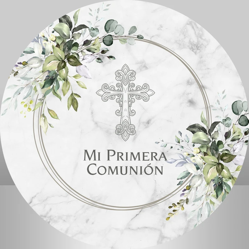 Silver Cross First Holy Communion Round Circle Backdrop Cover Green Leaves Marble Baptism Baby Shower Background table Cover
Silver Cross First Holy Communion Round Circle Backdrop Cover Green Leaves Marble Baptism Baby Shower Background table Cover