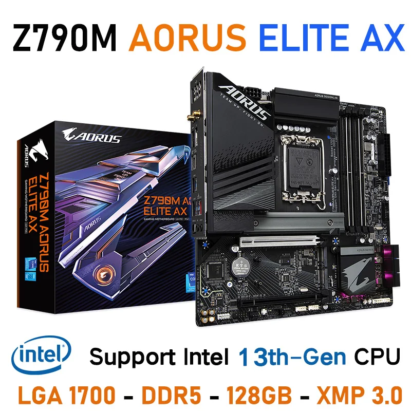 Материнская плата Gigabyte Z790M AORUS ELITE AX LGA 1700 DDR5 7600 МГц 128 Гб Поддержка материнской платы 13-го 12-го поколения LGA 1700 ЦП Z790 Процессор Socket LGA1700 i3 i5 i7 i9 ...
Материнская плата Gigabyte Z790M AORUS ELITE AX LGA 1700 DDR5 7600 МГц 128 Гб Поддержка материнской платы 13-го 12-го поколения LGA 1700 ЦП Z790 Процессор Socket LGA1700 i3 i5 i7 i9 ...
