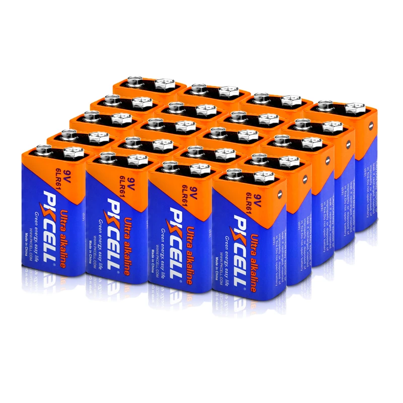 20PC PKCELL 9V Battery 6F22 6LR61 PPP3 1604A Non-Rechargeable Alkaline Batteries for 9V Battery Electronic thermometer RU stock
20PC PKCELL 9V Battery 6F22 6LR61 PPP3 1604A Non-Rechargeable Alkaline Batteries for 9V Battery Electronic thermometer RU stock