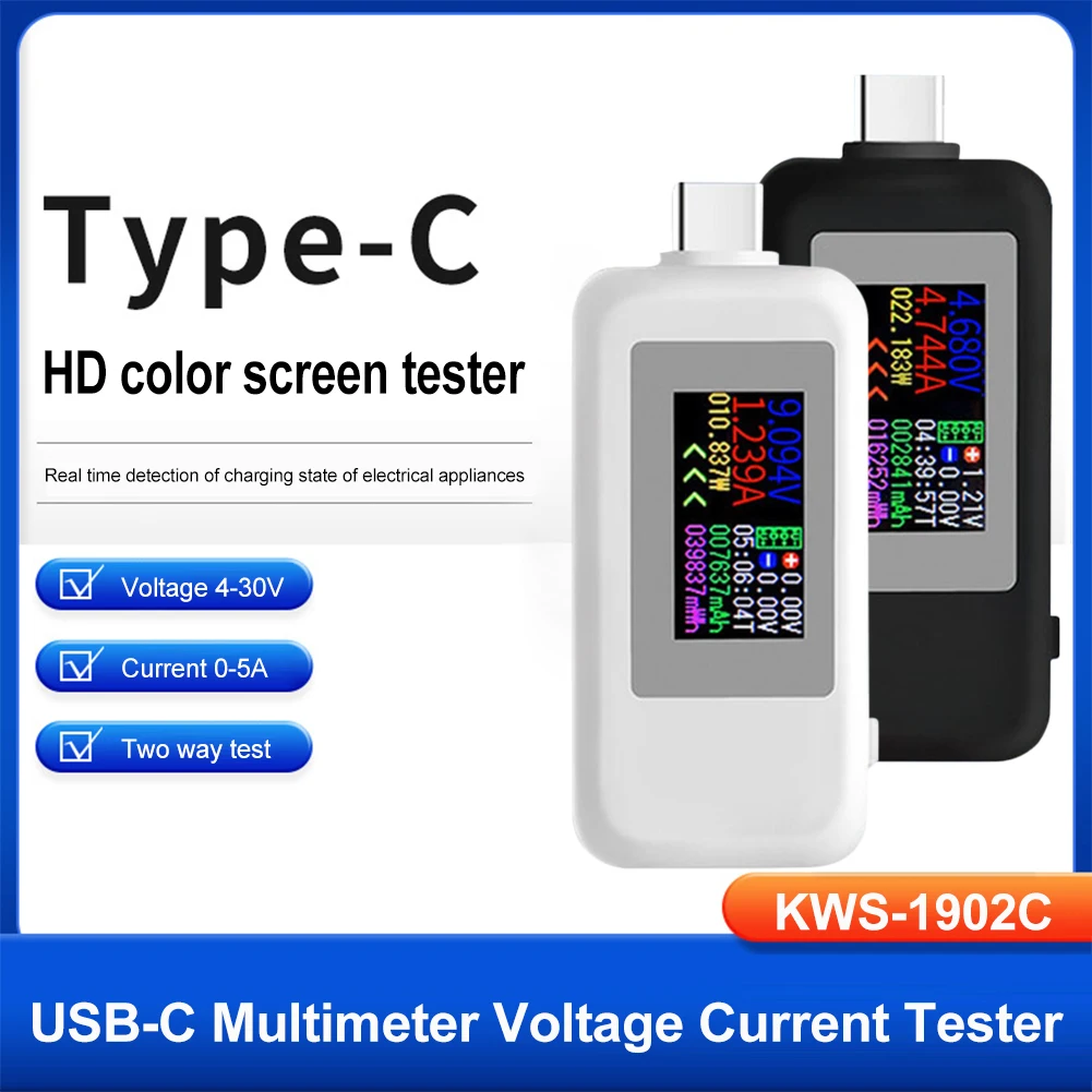 Type-C USB-C Voltage Tester Current 4-30V Voltage Meter Timing Ammeter Digital Monitor Cut-off Power Indicator Bank Charger
Type-C USB-C Voltage Tester Current 4-30V Voltage Meter Timing Ammeter Digital Monitor Cut-off Power Indicator Bank Charger