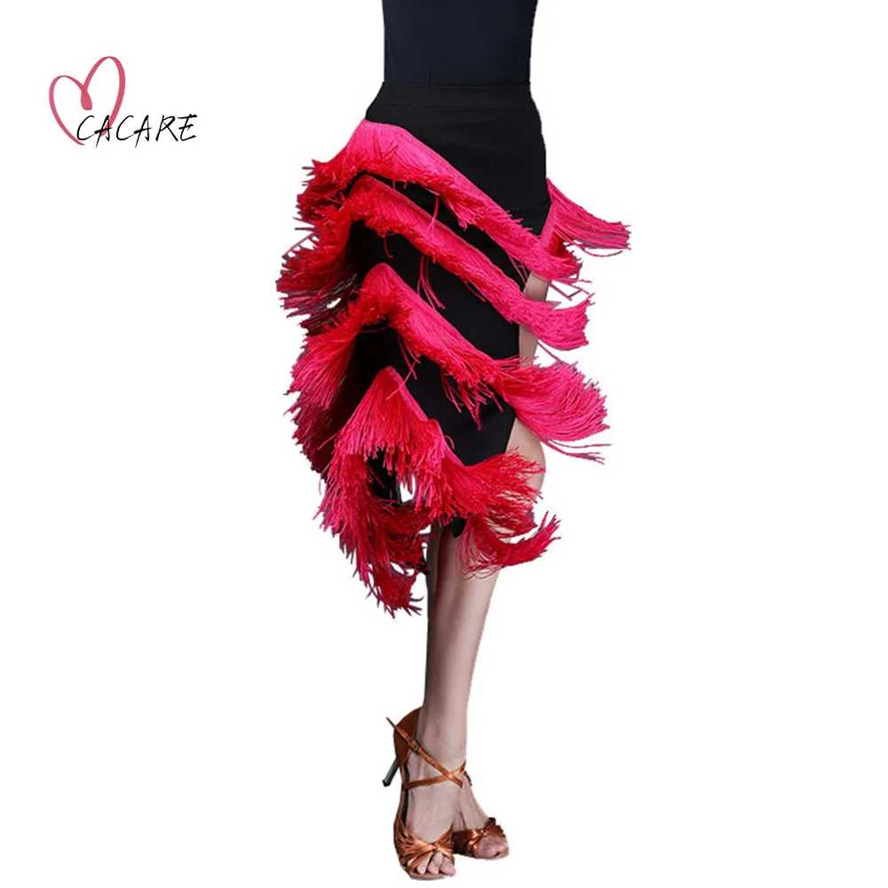 

CACARE Latin Women's Skirt Dress Dance Wear Fringed Skirts Costumes Latino Samba Dance Clothes D0939 Irregular Tassels Hem