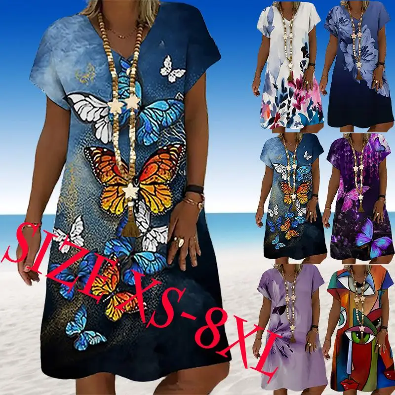 2022V Neck Slim Sexy Summer Dress Floral Mini Sun Dress Women's Casual Boho Beach A-Line Skirt Vintage Vestidosxs-8xL
2022V Neck Slim Sexy Summer Dress Floral Mini Sun Dress Women's Casual Boho Beach A-Line Skirt Vintage Vestidosxs-8xL