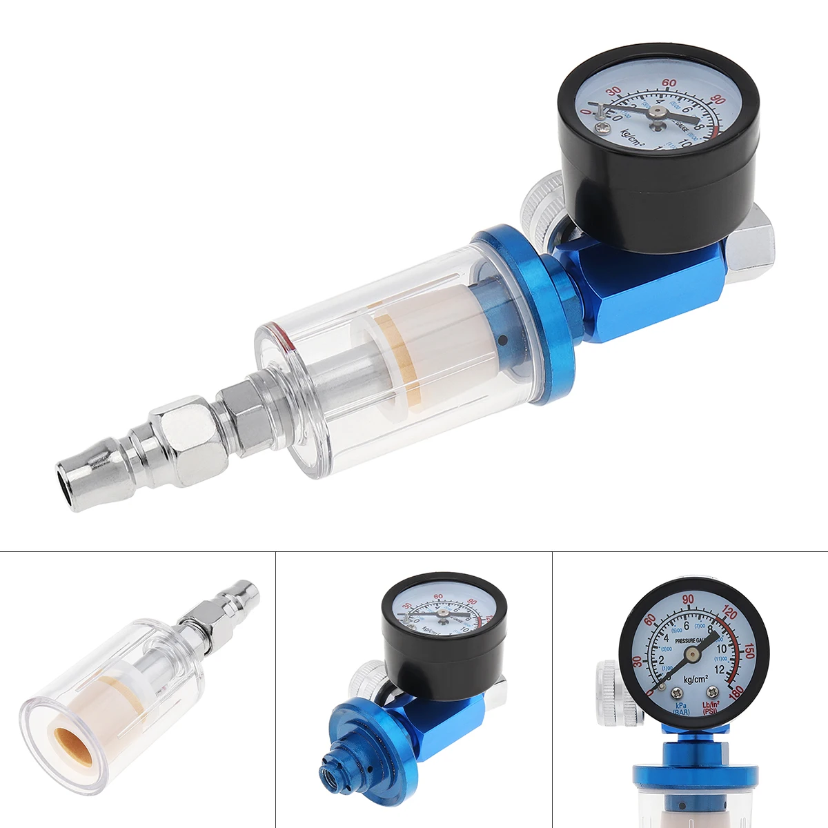 

1/4 Inch Mini Oil Water Separator Pressure Regulator with Pressure Gauge Quick Connectorfor Regulator Tool Pneumatic Spray Gun