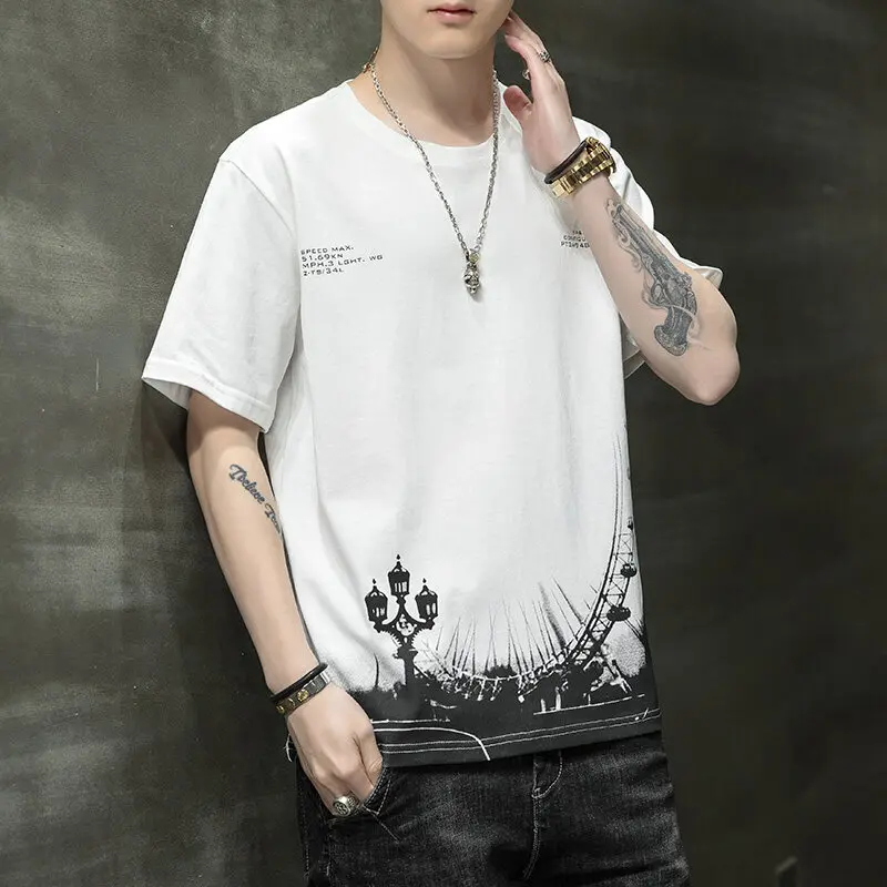 2022 New Summer Cotton Short-sleeved T-shirt New Loose Version T-shirt Cotton Half-sleeved Men's Fashion T-shirt Male Clothing 
2022 New Summer Cotton Short-sleeved T-shirt New Loose Version T-shirt Cotton Half-sleeved Men's Fashion T-shirt Male Clothing