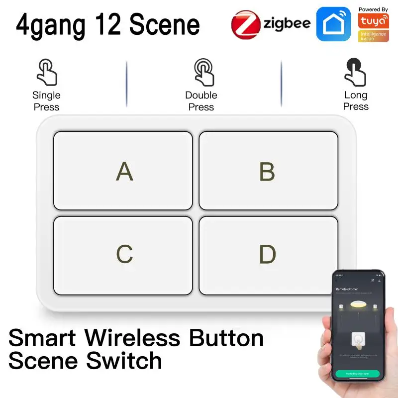 

CoRui Tuya ZigBee Smart Wireless Switch 3/4 Gang Button App Cell Phone Remote Control Smart Switches Tuya Smart Home