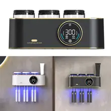 UV Toothbrush Sterilizer Wall Mounted Non Perforated Bathroom Intelligent Toothbrush Sanitizer Box Drying Dental Shelf 2 Color