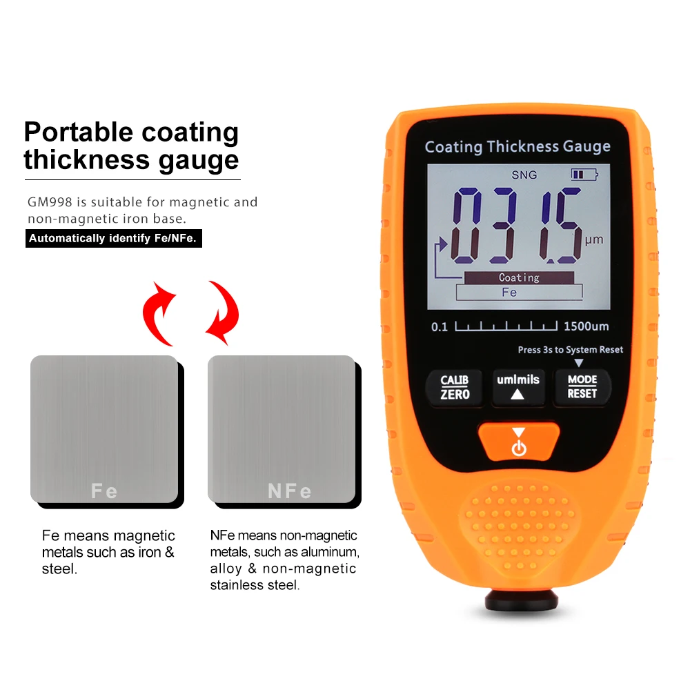 Digital Thickness Gauges Paint Coating Ca Tester With Backlight Film Thickness Gauge
Digital Thickness Gauges Paint Coating Ca Tester With Backlight Film Thickness Gauge