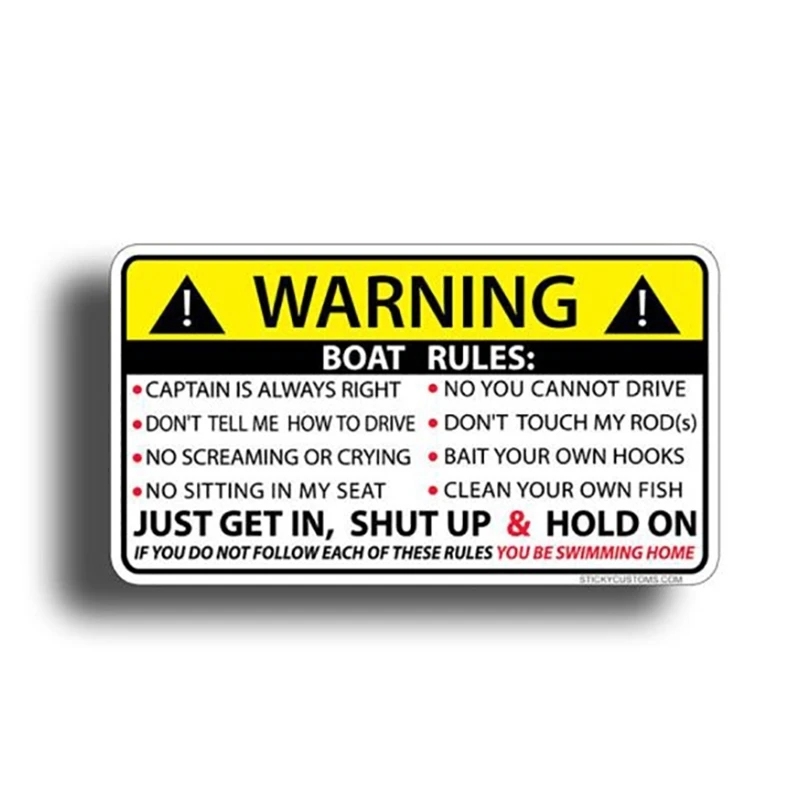 

13cm X 7cm Hot Warning for BOAT RULES Car Sticker Accessories Car Styling Motorcycl Cover Scratches Waterproof Vinyl PVC