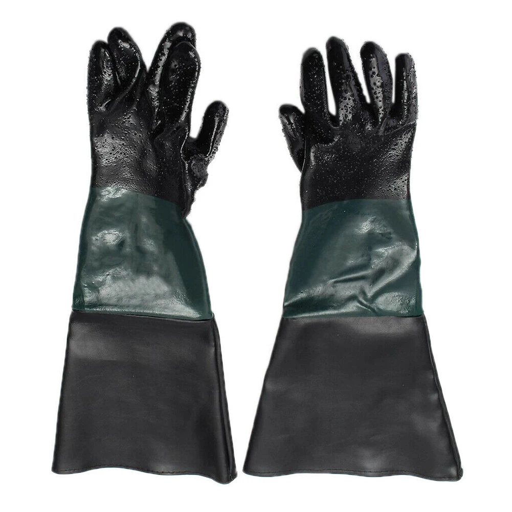 

Gloves Sandblasting Gloves 1 Pair 2pcs 60*30cm Accessories Comfortable Green Stitching Black PVC + Cotton Brand New