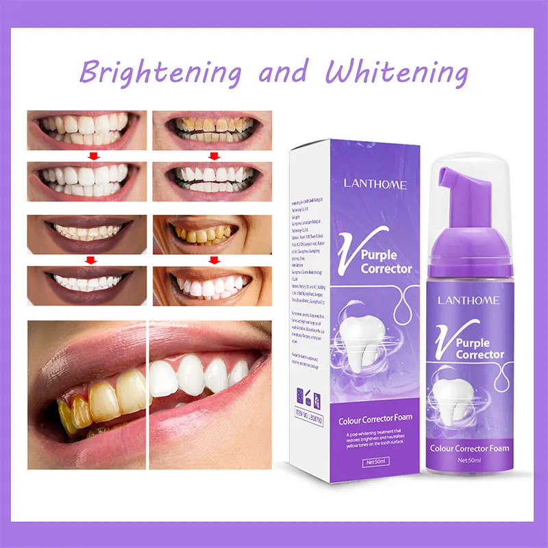 

Teeth Cleaning Mousse Purple Whitening Products Colour Corrector Brightening Tooth Care Toothpaste Reduce Yellowing Fresh Breath