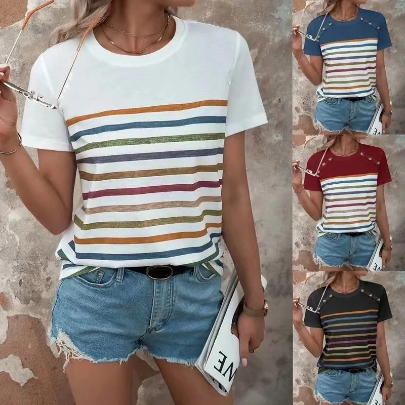 New 3D Printed Women's T-shirt Summer Fashion Elegant Stripe O-Neck Casual Short Sleeve Top T-shirt 2023 Summer Large Clothing
New 3D Printed Women's T-shirt Summer Fashion Elegant Stripe O-Neck Casual Short Sleeve Top T-shirt 2023 Summer Large Clothing