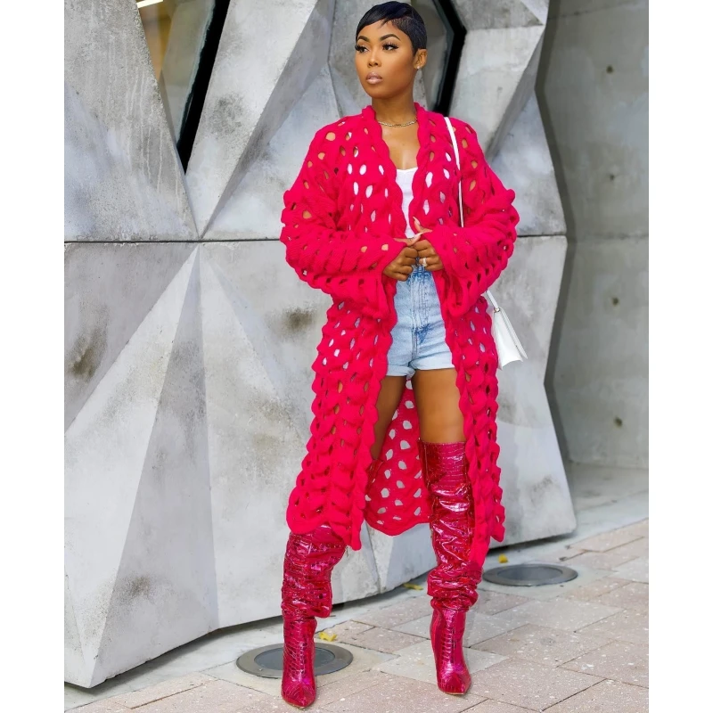 New Women's Autumn and Winter Knitted Hand Hook Hollow Out Long Cardigan Sweater Knitting Solid Color Loose Tops Women Fashion
New Women's Autumn and Winter Knitted Hand Hook Hollow Out Long Cardigan Sweater Knitting Solid Color Loose Tops Women Fashion