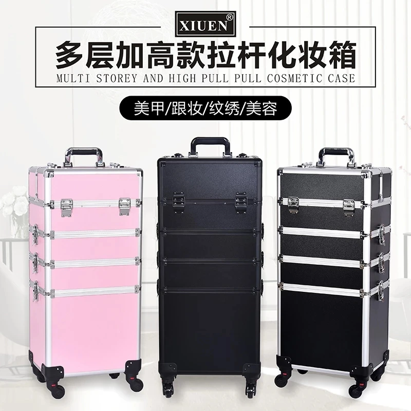 

Professional Multilayer freely combined trolley makeup luggage case portable cosmetic suitcase nail tattoo beauty travel toolbox