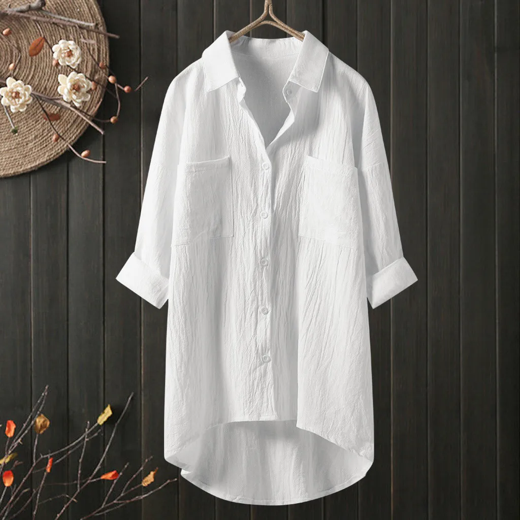 Cotton Linen Blouse Shirt Women Casual Long Sleeve Loose Turndown Neck Shirt Fashion Korean Style White Shirt Top Summer Clothes
Cotton Linen Blouse Shirt Women Casual Long Sleeve Loose Turndown Neck Shirt Fashion Korean Style White Shirt Top Summer Clothes
