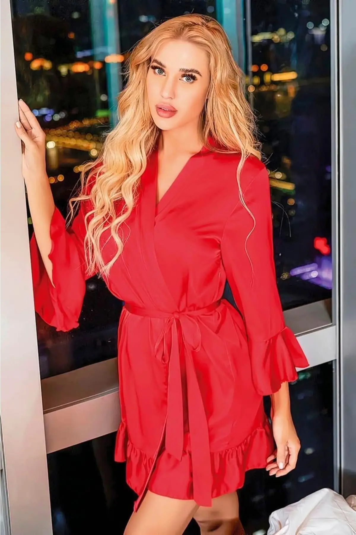 Dressing Gown ruffles Satin Fashion Robe Robe Robe Sexy Peignoir Kimono Bride Sleepwear Night Gown Gown 
Dressing Gown ruffles Satin Fashion Robe Robe Robe Sexy Peignoir Kimono Bride Sleepwear Night Gown Gown