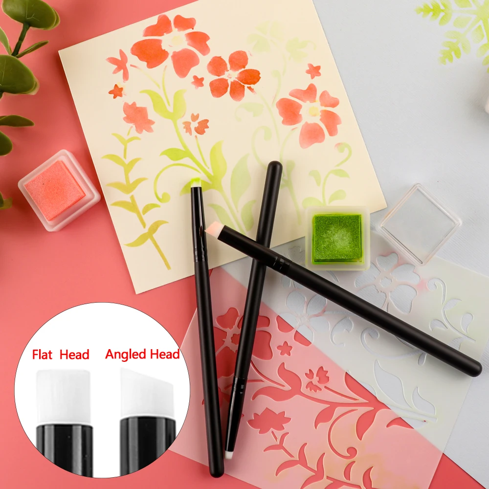 

3Pcs/set Flat /Angled Blending Brushes for Crafting Card Making Mini Detailed Painting Brushes 4Mm /6Mm /8Mm Areas Ink Hand Tool