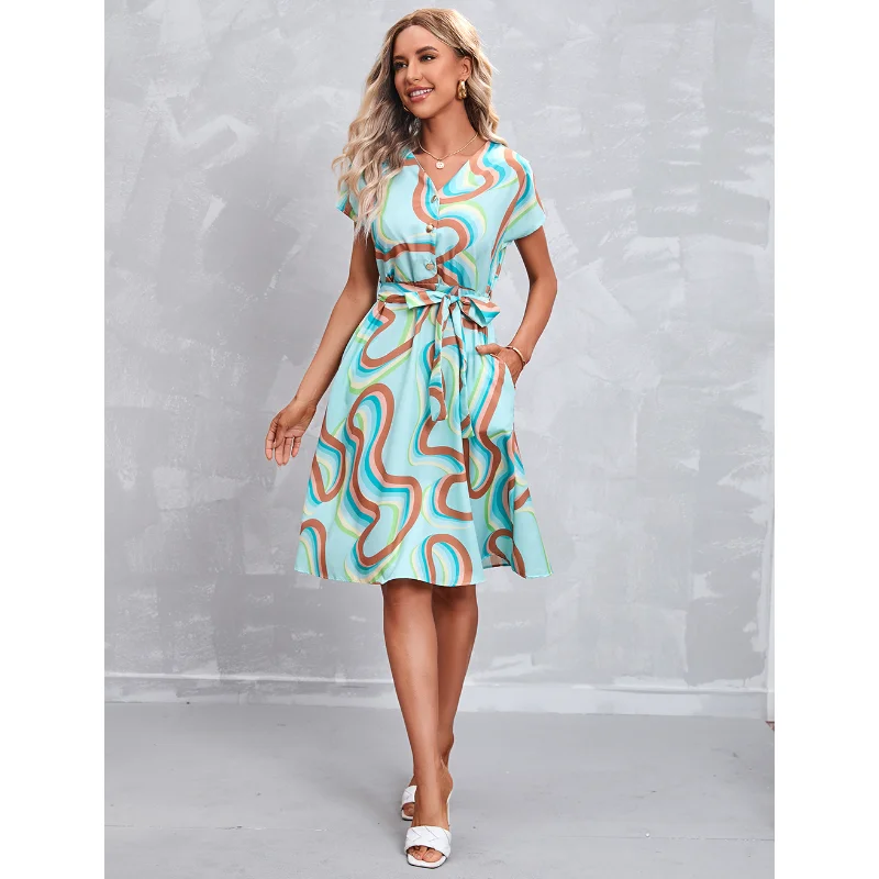 2023 New Summer Fashion European and American Short Sleeved Elegant Sexy Printed Vacation Beach Party Dresses for Women
2023 New Summer Fashion European and American Short Sleeved Elegant Sexy Printed Vacation Beach Party Dresses for Women