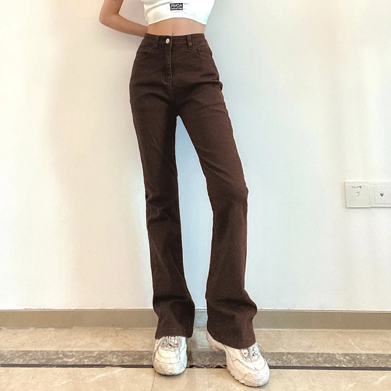 New Brown Jeans Female Ins Street Shooting High Waist Drape Showing Leg Length Micro Trousers Female Bottoming Casual Trousers 
New Brown Jeans Female Ins Street Shooting High Waist Drape Showing Leg Length Micro Trousers Female Bottoming Casual Trousers