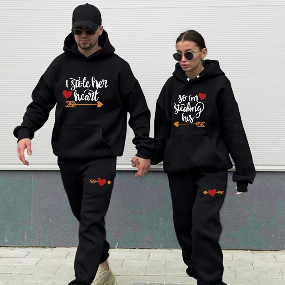 Couple Outfits Hoodie and Pants High Quality I Stole Her Heart Printing Men Women Daily Casual Sport Jogging Suit Tracksuit
Couple Outfits Hoodie and Pants High Quality I Stole Her Heart Printing Men Women Daily Casual Sport Jogging Suit Tracksuit